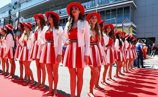 The grid girls at the F1 in Russia.