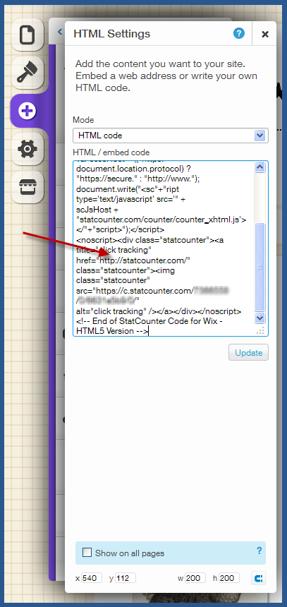 Wix - HTML Embed Code Box