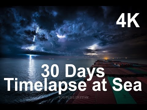 30 Days Timelapse at Sea | 4K | Through Thunderstorms, Torrential Rain & Busy Traffic