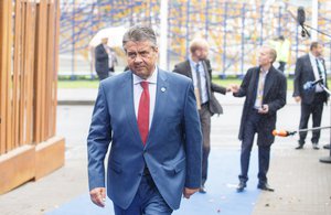 Sigmar Gabriel, Minister, Federal Foreign Office of Germany  arrives at Informal meeting of ministers for foreign affairs on 7 September 2017