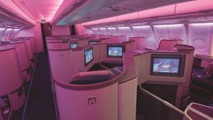 Interior of the new SriLankan Airlines business class A330-300.