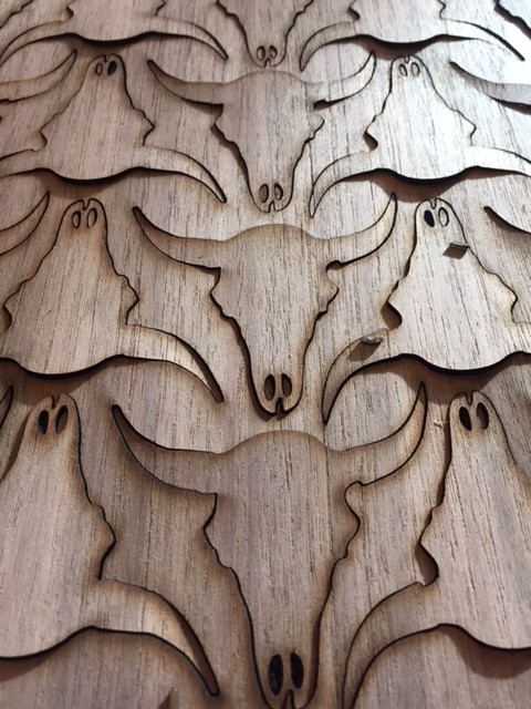 Beech Cow Skull Wood Sticker Sheet