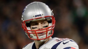 New England Patriots quarterback Tom Brady reacts during the first half of the NFL Super Bowl 52 football game against ...