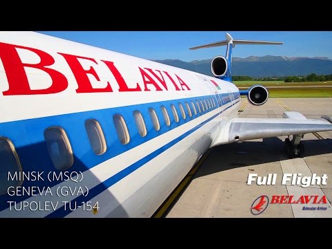 Belavia Tupolev Tu-154 Full Flight: Minsk to Geneva (with ATC)