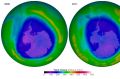 This image, from NASA and centred on Antarctica, shows the damage we have done to the ozone layer. The gradient ...