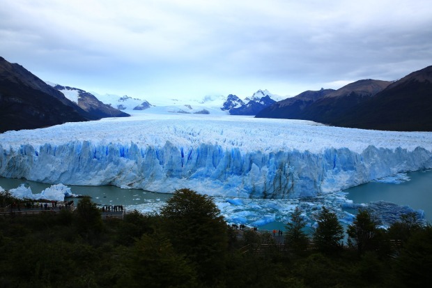 Chunks of ice crash off the Perito Moreno's snout at regular intervals.