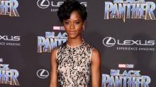 Letitia Wright, a cast member in Black Panther, poses at the premiere of the film at The Dolby Theatre in Los Angeles. 