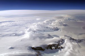 File - The Larsen Ice Shelf in Antarctica viewed from NASA's DC-8 aircraft during the AirSAR 2004 campaign. During the deployment data were collected over Central and South America and Antarctica.