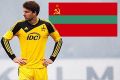 Long way from home: Antony Golec comes off the pitch with Sheriff Tiraspol, Transnistria.