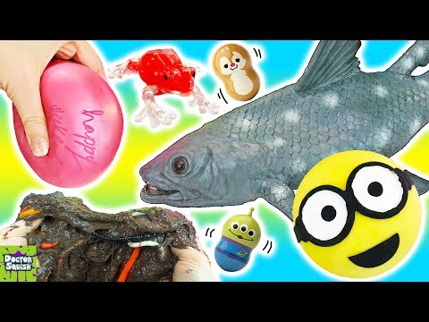 Cutting Open Giant Fish Squishy Toy! Sticky Mud Slime?! Doctor Squish