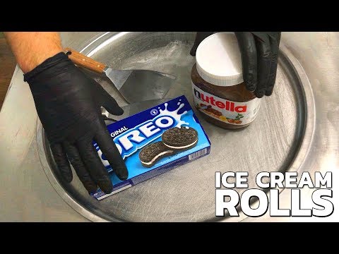 Nutella & Oreo Ice Cream Rolls - how to make delicious Nutella and Oreo Cookies ice cream | ASMR