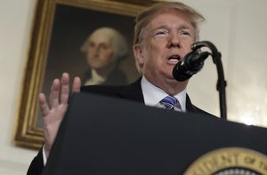 President Donald Trump delivers a statement on the mass shooting at a South Florida High School from the White House, Thursday, Feb. 15, 2018, in Washington.