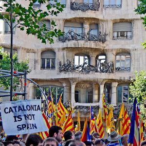 Independence: a 2010 protest outside Gaudi’s La Pedrera in Barcelona after the Spanish Constitutional court struck down Catalonia’s autonomy statute.