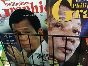 Magazines featuring Philippine president Rodrigo Duterte on their covers, taken on September 2017.