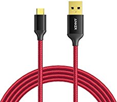 Anker 6ft / 1.8m Nylon Braided Tangle-Free Micro USB Cable with Gold-Plated Connectors for Android, Samsung, HTC, Nokia, Sony and More