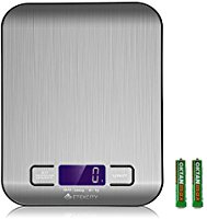 Etekcity Digital Kitchen Scale Multifunction Food Scale, 11 lb 5 kg, Silver, Stainless Steel (Batteries Included)