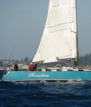 The capsized yacht, the Finistere.