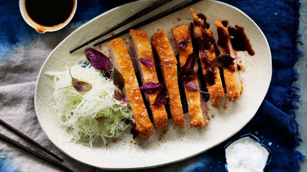 Adam Liaw's tonkatsu (pork schnitzel).