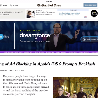 New York Times Article on Ad Blocking