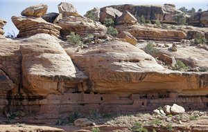 This July 15, 2016, file photo, shows the "Moonhouse" in McLoyd Canyon which is part of Bears Ears National Monument, near Blanding, Utah.