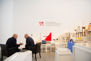 File -   President Donald Trump and Israeli Prime Minister Benjamin Netanyahu talk together prior to President Trump’s address, Tuesday, May 23, 2017, at the Israel Museum in Jerusalem.