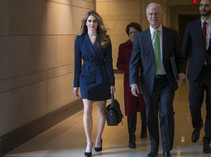 White House Communications Director Hope Hicks, one of President Trump’s closest aides and advisers, arrives to meet behind closed doors with the House Intelligence Committee, at the Capitol in Washington, Tuesday, Feb. 27, 2018.