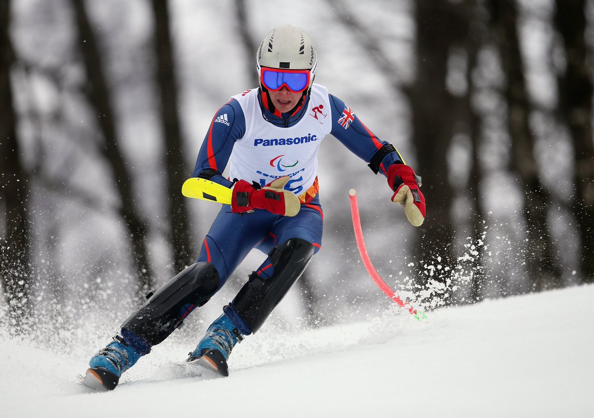 James Whitley standing skis with no poles at Sochi 2014