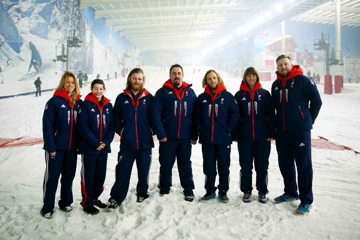 ParalympicsGB's snowboarders pose for a photo