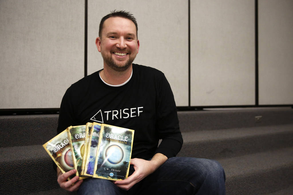 Chad Trisef, author of the Oracle Series, poses for a photo at Harriet Treem Elementary School in Henderson on Monday, Feb. 26, 2018. Andrea Cornejo Las Vegas Review-Journal @DreaCornejo