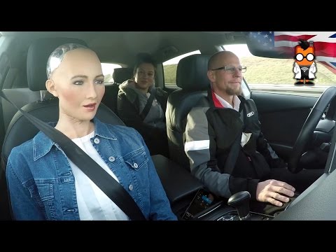 Robot Meets Self Driving Car - Sophia by Hanson & Jack by Audi