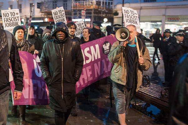 Anti-fascists challenge gathering of Hungarian Nazi party Jobbik in London