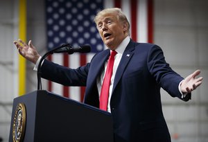 U.S. President Donald Trump speaks at a campaign rally at Atlantic Aviation in Moon Township, Pa., Saturday, March 10, 2018.