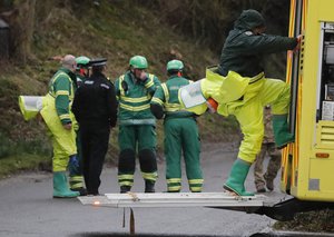 Military and ambulance forces work in Winterslow, England, Monday, March 12, 2018. Former Russian double agent Sergei Skripal and his daughter were found critically ill following exposure to a "nerve agent substance" in Salisbury on Sunday March 4,2018.