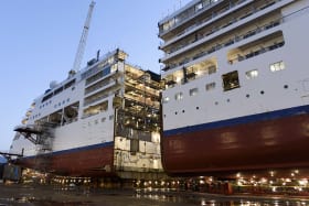 Cruise ship sliced in half in world-first lengthening project