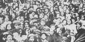 School children in Hull on strike in 1911 "for shorter hours and no stick"