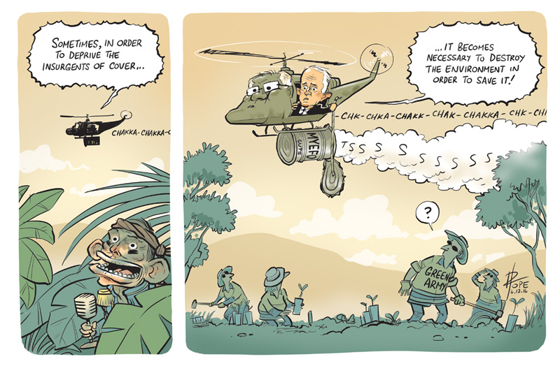 Cartoon: Malcolm Turnbull kills off Tony Abbott's Green Army