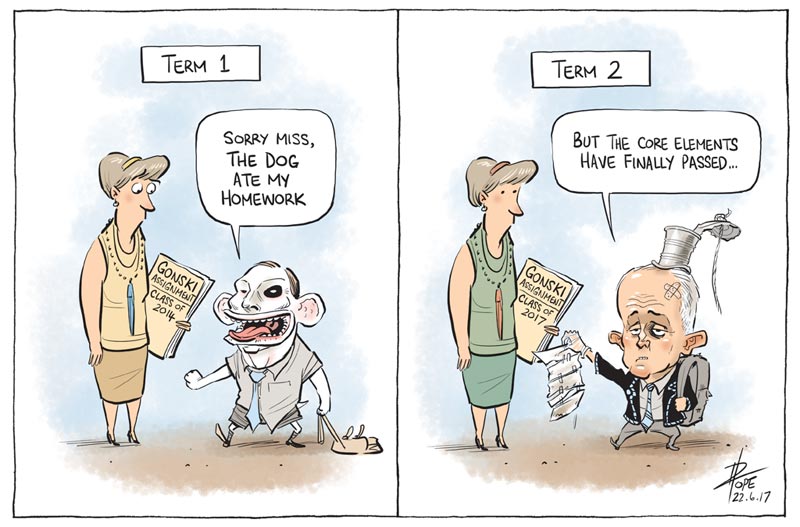 Cartoon: passing the Gonski schools funding model