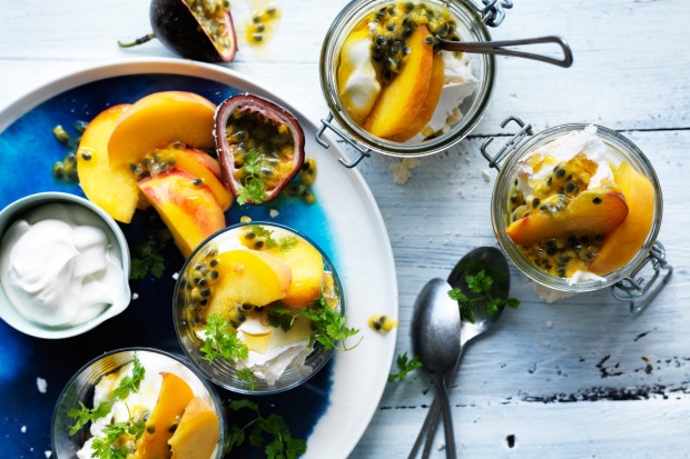 Adam Liaw's peach and passionfruit pavlova pots <a ...