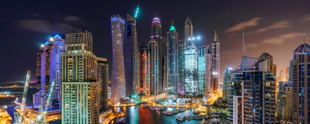 Dubai Marina Skyline at Night