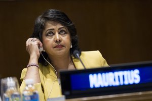 Ameenah Gurib, Prime Minister of the Republic of Mauritius, takes part in the fourth meeting of the High-level Panel on Water, which took place on the margins of the General Assembly's annual general debate at New York,21 September 2017