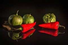 Tomatillos and Red Jalepeno Peppers