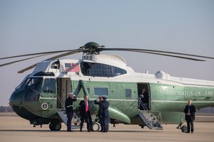 President Donald J. Trump arrives at Andrews Air Force Base Tuesday, March 13, 2018, in Maryland,  en route to California.