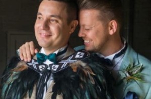 Baden Marino-Hall, left, married Nelson in New Zealand late last year.