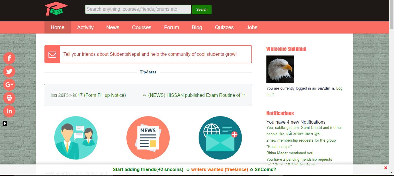 StudentsNepal.com logged in