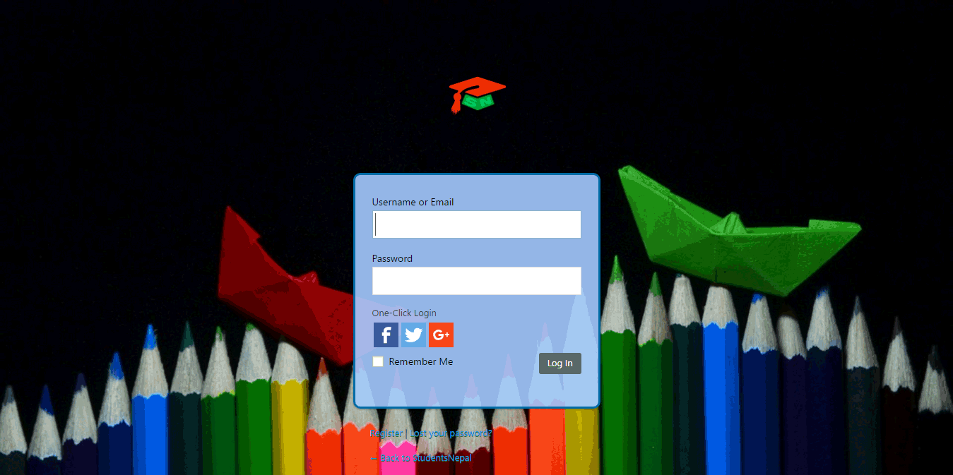 studentsnepal login screen