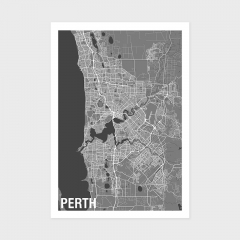 Perth Two-tone Map Print