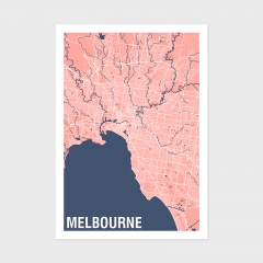 Melbourne Two-tone Map Print