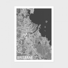 Brisbane Two-tone Map Print