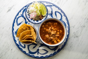 Go-to dish: Pozole rojo braised pork soup. 