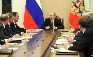 Russian President Vladimir Putin meets with permanent members of the Security Council at the Kremlin, Moscow, Russia, 30 March, 2018.